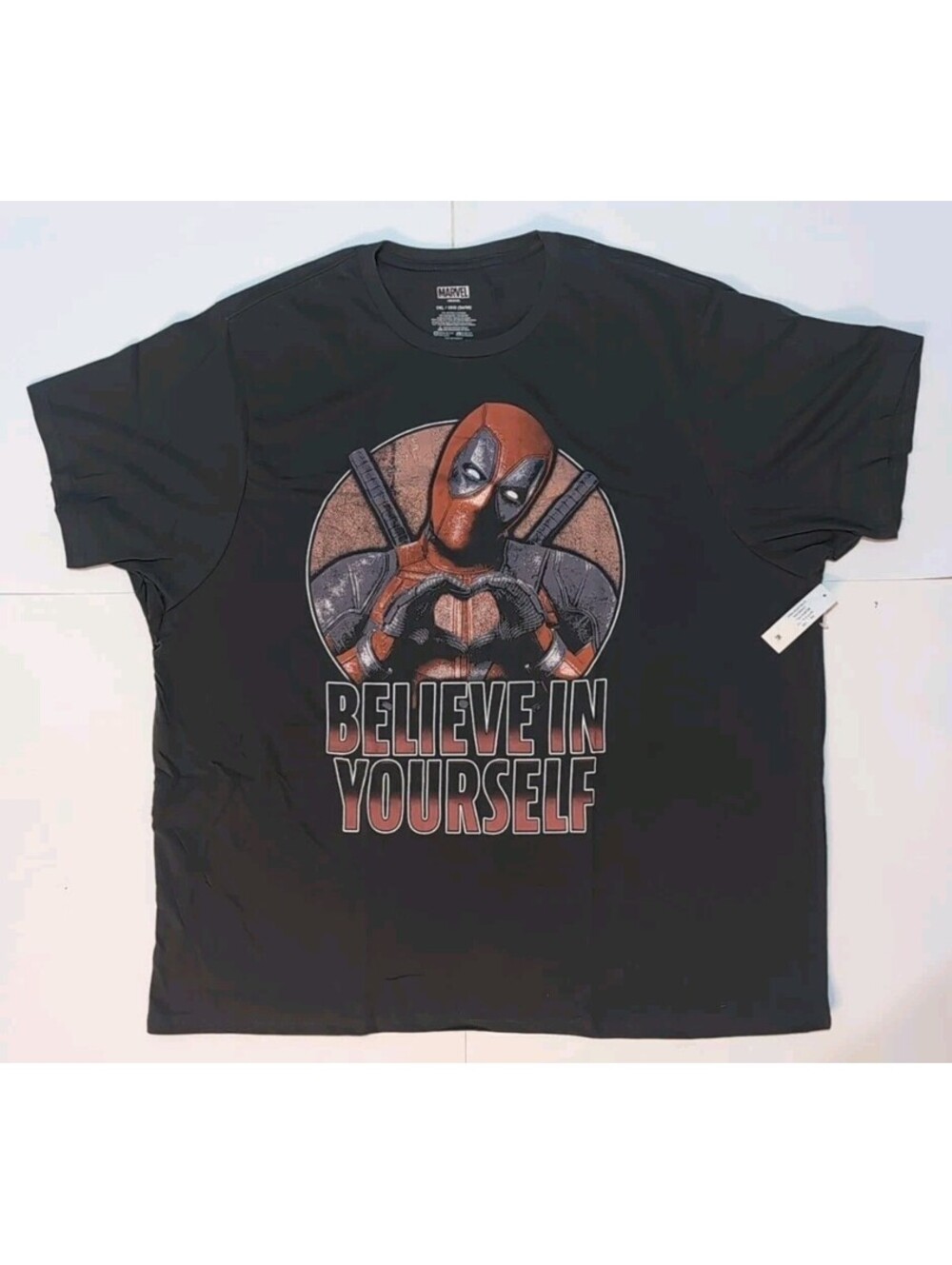 Deadpool Graphic T-Shirt Heart You 3XL Mens Believe In Yourself Marvel